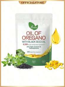 Vivonu Oil Of Oregano With Black Seed Oil Softgels |   6200mg Herbal Equivalent Per Serving |   Ultra High Carvacrol & Thymoquinone |   300 Softgels |   Gluten & Dairy Free - 1pc - 查看 8