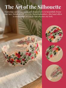 1件女款花卉刺繡蕾絲寬髮帶，波希米亞復古風鏤空邊緣，防滑網格花朵髮箍，打造豐盈皇冠髮型，適合日常穿搭、度假、派對與節日。顏色/款式隨機發貨。髮帶 - 多色AA - 查看 5