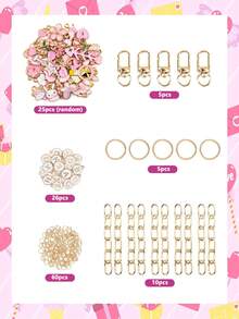 Kit de manualidades DIY para hacer llaveros con cadena y colgante de flor de aleación esmaltada, 80/131/206 piezas, incluye anilla para llaves, hebilla, cadena, argollas y alicates de montaje - Kit para hacer llaveros - Ver 13