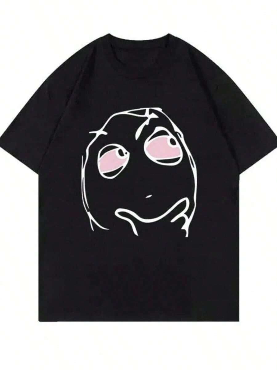 Printed T-Shirts For Women, Oversized Urban Style Tops, Comfortable And Stylish Summer Tees That Go With Everything. Graphic Print T-Shirt Featuring Singer For Men And Women, Vintage Oversized Harajuku Style Tees, Short-Sleeved Cotton T-Shirts 70230. - 黑色 - 查看 1