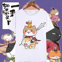 Si la Historia Fue un Grupo de Gatos, Camiseta de Manga Corta con Diseño de Anime, Camiseta Divertida con Dibujos Animados para Estudiantes Masculinos y Femeninos - Negro - Ver 7