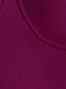 Swim Oasis Traje de baño de una pieza de color sólido + falda para mujer, conjunto de salida para primavera/verano - Burdeos - Ver 9