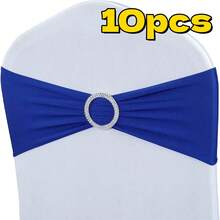 10pcs Elastic Chair Bows Ties With Round Buckle Sliders, Decorative Chair Back Ribbons For Wedding Party - Multicolor - View 13