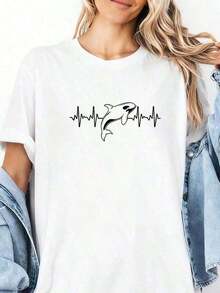 Cool Orca Design T-Shirt For Men, Women And Kids - Rose - View 3