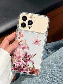 1件乳白色 TPU 時尚百合花彩繪翻蓋鏡面極簡手機殼，附鏡面支架，防震保護，適用於 iPhone 17pro/17Air/17/17promax 16/11/16pro/16plus/16promax/16e/15Promax/13/14/12/XS/XR/7G/8PXR/7/8，彩繪保護軟殼適用於 iPhone 15Promax、13、14、11、X、12、14 - 彩色 - 查看 4