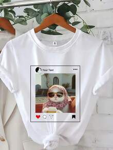 Camiseta manga corta cuello redondo 100% algodón, estampado trendy, tejido ligero y ventilado, estilo moda casual, apta para vida diaria, salidas informales y citas en primavera, verano y otoño - Blanco - Ver 11
