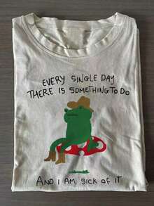 100% Cotton, Rotten Frog Print T-Shirt, Suitable For Daily Wear, Easy To Wear In Summer, Perfect Gift, Comfortable For Outdoor Sports On Vacation, Gift T-Shirts, Party Favors. - 白色 - 查看 9
