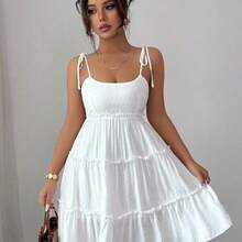 Elenzya Swiss Dot Frill Trim Cami Dress Vacation Beach Outfits Women Lilac Dress Women Purple Summer Dress - Celeste - Ver 5