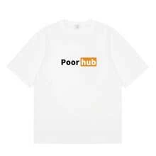 Nuevo producto de verano: Camiseta unisex de manga corta con cuello redondo, estampado divertido en inglés, estilo urbano personalizado, versátil, divertida P station. - Blanco - Ver 4