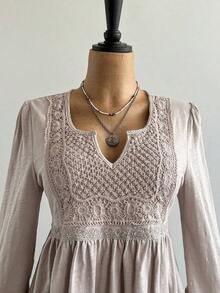 Blusa casual de mujer con mangas acampanadas en color amarillo, estilo bohemio adecuada para Pascua, playa, Hawái, festival de música Coachella, vacaciones tropicales - Ahora - Ver 5