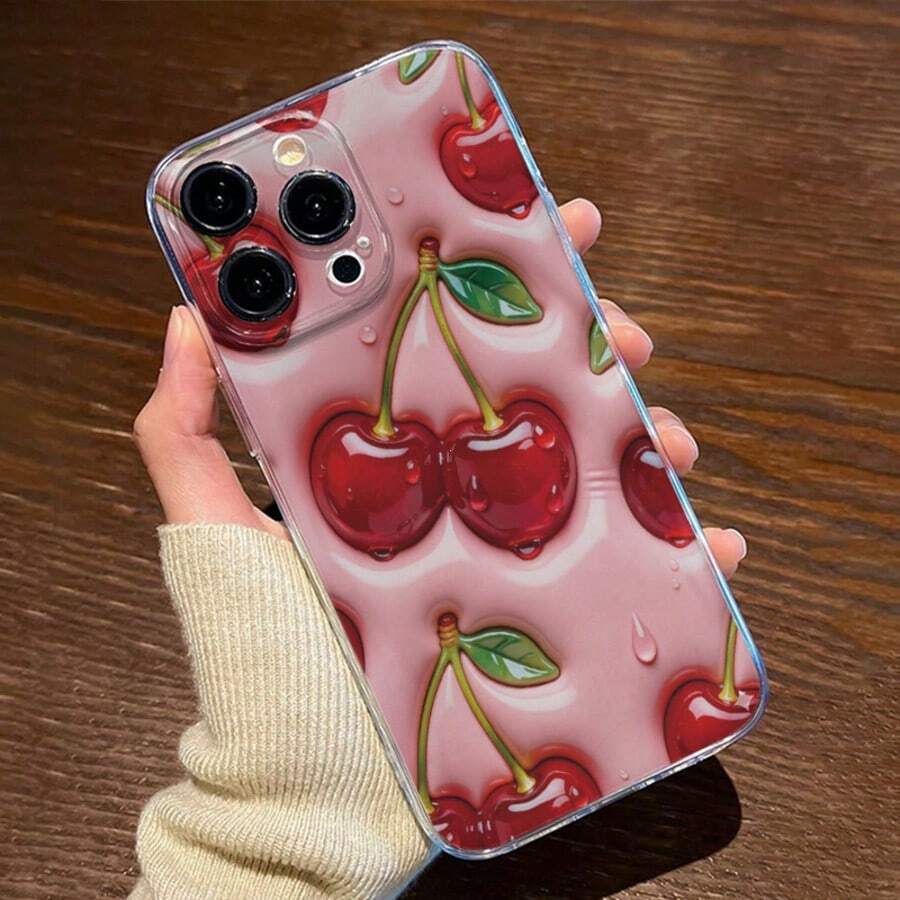 1个时尚蝴蝶结樱桃透明软保护壳,兼容 17/17 Air/17 Pro/17 Pro Max、荣耀、三星Galaxy A04e/12/A13/A14/A34/A50/A52/A53/A54/S21/S22/S23/S24/S25/S25 Ultra、6A/7A/8A、12T/13T - 彩色 - 查看 1