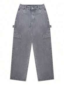 NVFelix 2026 Nuevos jeans de tiro alto, rectos y holgados para mujeres, elegante estilo casual Y2K streetwear, adecuado para primavera/verano - Gris - Ver 7