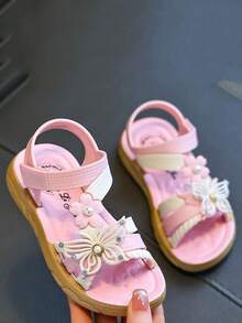 Girls' Summer New Fashion Versatile Stylish Princess Sandals, Beach Sandals For Small, Medium, Large Children, Students - Pink - View 1