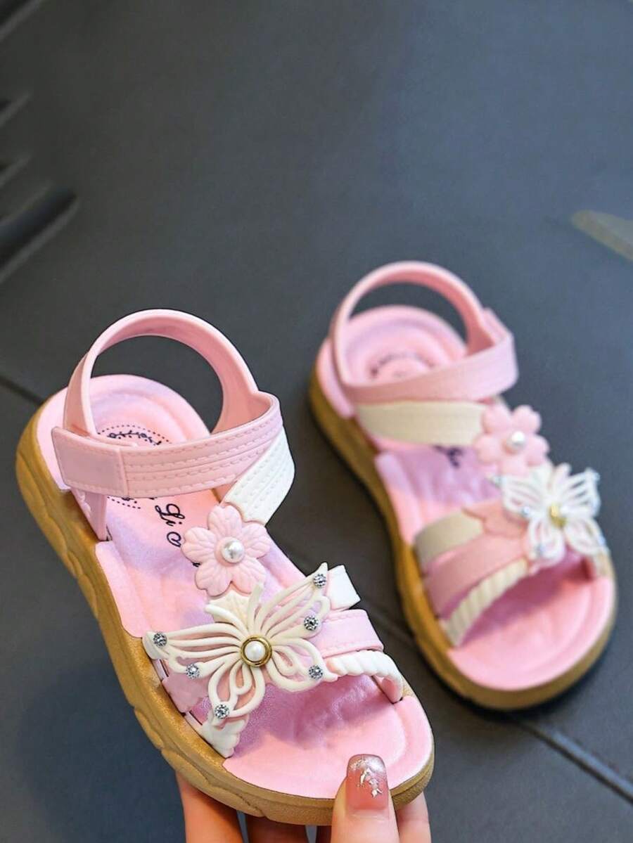 Girls' Summer New Fashion Versatile Stylish Princess Sandals, Beach Sandals For Small, Medium, Large Children, Students - Pink - View 1