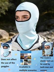 1pc Blue Sunscreen Face Mask, Ice Silk Sun Protection Neck Gaiter - Face Mask - View 1