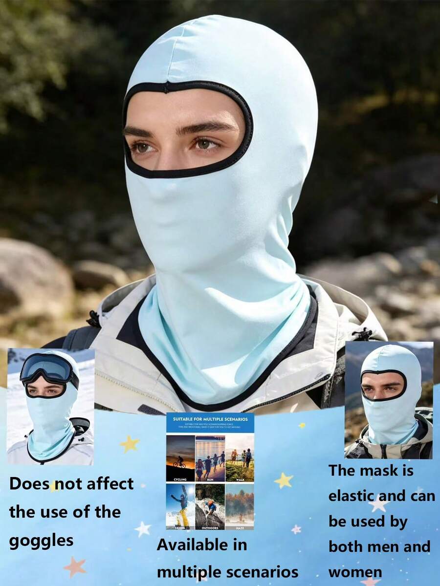 1pc Blue Sunscreen Face Mask, Ice Silk Sun Protection Neck Gaiter - Face Mask - View 1