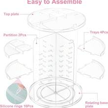 360 Degree Rotating Desktop Storage Rack Acrylic Box Makeup Vanity Lipstick Skincare Storage Box Cosmetic Display Stand, Suitable For Vacation Beach, Bathroom, Bedroom And Other Occasions, Large Capacity - Multicolor - View 6