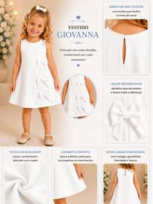 Children's Dress Blogger Elegant Charming Girl Details In Bows On The Sides Fashion Look Light Perfect Comfortable Sophisticated Party Outing Gift Usual Fashion Comfortable Mini Diva Loose  Delicate Versatile Practical Photo Shoot Fashion Skirt Flared - 白色 - 查看 4