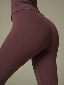 UONNOU Setelan Yoga 2 Potong Slim Fit yang Nyaman | Atasan Lengan Panjang + Legging Pinggang Tinggi Cocok untuk Aktivitas Sehari-hari - Purple - View 8