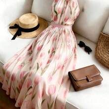 Women's New Digital Print Halter Neck Fitted Waist Dress,Suitable For Campus Style,Summer ,Summer Holiday Outfits,Beach,Wedding,Birthday,Birthday Dress,Going Out, Elegant,Vacation,Casual,Y2k,Graduation Season Attire,Graduation Dress,Elegant Dresses For Party,Beach Outfits, Dresses For Woman Vacation Beautiful Dresses For Woman Fashion Dress Long Dress For Summer Women S Spring Dress Vacation Outfits Woman Dress 66499927 Dress - Albaricoque - Ver 6