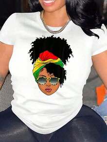 Camiseta Casual para Mujer Black Queen Afro Dripping Art (2) - Multicolor - Ver 1