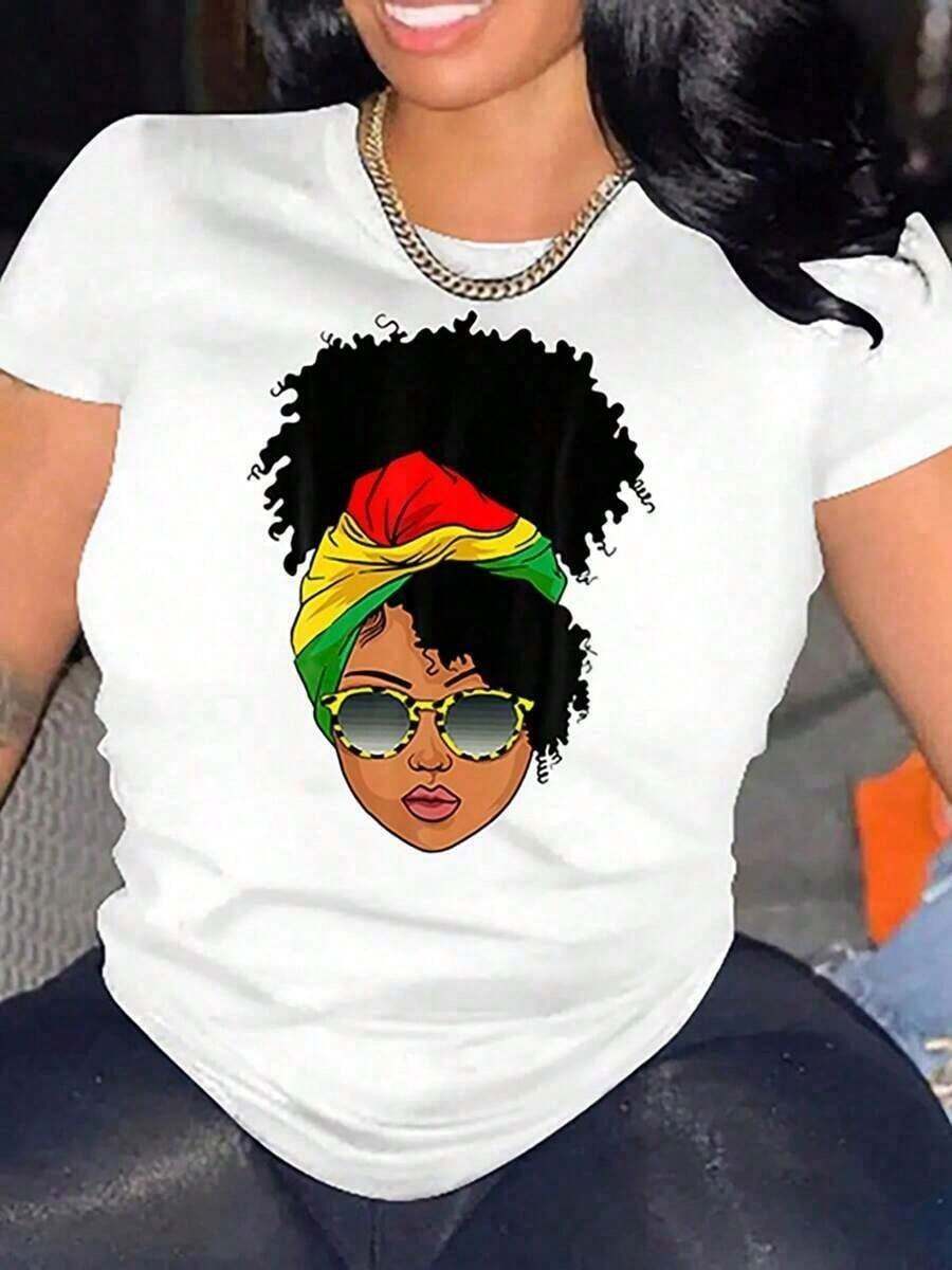 Camiseta Casual para Mujer Black Queen Afro Dripping Art (2) - Multicolor - Ver 1
