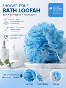 5pcs/3pcs/1pc Premium Soft Durable Bath Flower Ball, Exfoliating Shower Puff, Bubble Bath Sponge, Bathing Accessories For Men & Women, Random Color - Multicolor - View 1