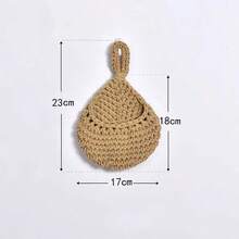 Cesta de verduras montada en la pared, cesta de frutas y artículos diversos, cesta de almacenamiento de tejido de mimbre Natural, organizador de decoración del hogar para cocina - 20x38cm - Ver 8