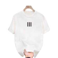 Tres elegantes camisetas de manga corta de verano para hombre, estilo americano, de algodón puro resistente, versátiles, holgadas, casuales, adecuadas para parejas. TQ3Q - 250 g de algodón puro - blanco - Ver 5