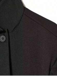 TF.MLN Chaqueta blazer de mujer de unicolor de manga larga y abotonadura sencilla, abrigo de cuello alto de moda vintage profesional para mujer, para otoño y primavera - Negro - Ver 9