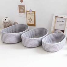 Giỏ đựng đồ hình bầu dục đan thủ công XqYBB, giỏ đan nhỏ treo tường phù hợp cho phòng khách, phòng ngủ, phòng chơi game, đựng đồ ăn nhẹ, giỏ đan dây DIY, trang trí ngày lễ, quà tặng, đựng đồ chơi, thích hợp cho mùa tựu trường. - Xám - Xem 11