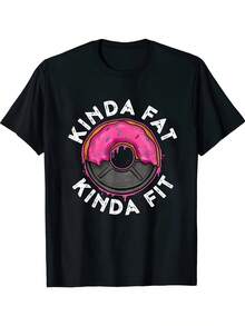 Camiseta negra de hombre con cuello redondo y estampado delicioso de donas, camiseta de regalo divertida de donas para entrenamiento en el gimnasio, fitness, ropa casual, adecuada para todas las estacionesTee - Negro - Ver 12