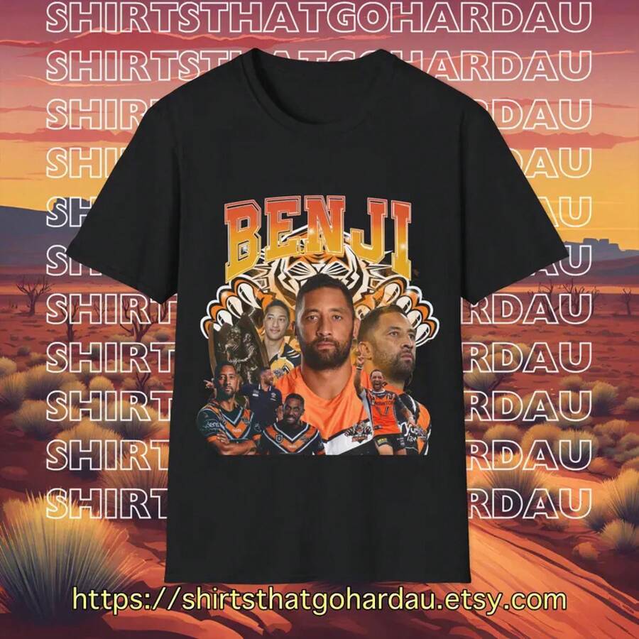 Camiseta NRL de Benji , Regalo para Fanáticos de los Wests Tigers - Negro - Ver 1