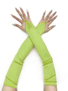 1 Pair Solid Color Satin Long Gloves, Retro Court Style Elegant Fingerless Gloves For Opera Party Night Out Weddings Birthday Party Stage Performances Cosplay And Evening Dress Accessories - A - View 15