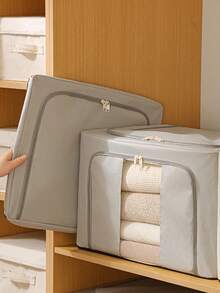1pc Large-Capacity Storage Box With Transparent Viewing Window, Steel Frame Support And Foldable Design. Ideal For Organizing Clothes And Quilts, It Is A Household Wardrobe Storage Box With Waterproof And Moistureproof Functions. - Multicolor - View 3