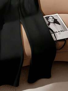Pantalones blancos rectos y elegantes para el tobillo para usar en la oficina - Negro - Ver 5