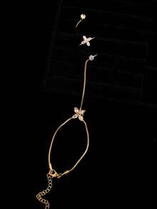 Vòng tay sang trọng, thanh lịch đính đá Cubic Zirconia lấp lánh hình bướm và hoa, kiểu dáng hoa lá thời trang. - Nhiều màu - Xem 7
