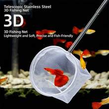 1個可調節3D魚網與堅固透明PET圓形魚缸，防碎防翻桌面水族箱，適用於烏龜和小魚，天然石材設計 - 家用與辦公室完整水族入門套裝 / 多種款式可選 - 彩色 - 查看 3