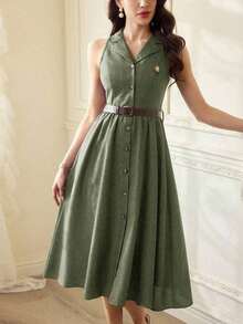 Vestido de mujer elegante y vintage con bolsillos y cinturón, vestido camisa casual de oficina, para vacaciones de verano.Vestidos de verano para mujer para vacaciones, Vestido de Pascua, Ropa de primavera para mujer, Ropa occidental para mujer, Vestido de Pascua, Vestidos primaverales para mujer, Vestido de invitada de boda, Vestidos elegantes y de oficina casual para mujer, Vestidos de cumpleaños para mujer, Vestidos de verano y primavera para mujer. - verde menta - Ver 8