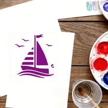 9pcs Nautical Theme Templates, Suitable For Handicrafts - Includes Compass, Ship Rudder, Anchor, Sailboat, Seashell And Palm Tree Pattern Ocean Templates, Applicable For Events, Coloring And Beach Themed Decorations - Nautical Drawing Templates - View 10