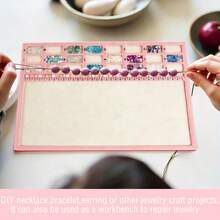 KLONKEE 2/3PCS Jewelry Beading Mat, Soft And Stable, Centimeter Scale, Beading Mat And Stainless Steel Convenient Tweezers, With Spoon, For Jewelry Making Beading Supplies (Pink) - Pink Beaded Mat - View 6