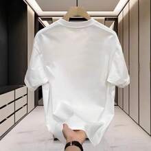 Camiseta de manga corta de algodón 100% para hombre, estilo casual, holgada, moderna, elegante y de alta gama, novedad de verano 2025. DV17 - 200 g de algodón puro - blanco - Ver 4
