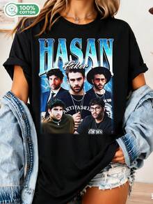 Vintage 90s Hasan Piker Unisex T-Shirt, Graphic T-Shirt For Fans, Hasan Piker-Inspired T-Shirt, Gift For Her, Gift For Streamers, Trendys T-Shirt - Black - View 6