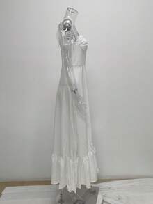 Long, Solid-Color Spring Dress With Straps, High Waist, Elegant And Sensual European Style - White - View 9