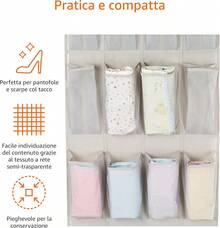 Zapatero colgante para colocar detrás de la puerta, modelo básico, 24 compartimentos, gris, 48 x 170,7 cm. - Ver 5