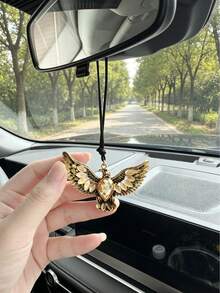 Car Hanging Ornament, Rearview Mirror Pendant, Black Crystal & Opal Wings Car Charm, Gothic Style Car Interior Decor, Premium Metal Accessory, Cool Car Accessory, Unique Driver Gift - A - View 8