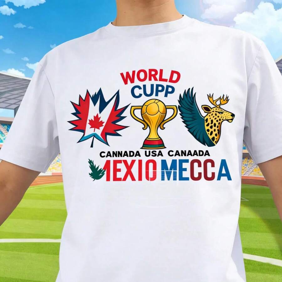 Camiseta de la Copa Mundial para Hombre y Mujer – Diseño Vibrante para el Día del Partido - Blanco (solo estilos en blanco y negro) - Ver 1