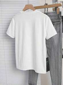 100% Cotton 1 Pc Women's Casual Denim-Style T-Shirt With LOVE Letter Print And Western Elements, Soft Fabric, Loose Fit, Round Neck, Short Sleeves For Spring/Summer Outdoor Parties. 100% Cotton Soft - 白色 - 查看 5