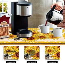 1pc Dish Drying Mat, Coffee Machine Mat, Yellow & White Polka Dot Border Sunflower & Bee Pattern Absorbent Draining Mat, Suitable For Dining Table & Cafe, Strong Water Absorption, Multi-Purpose Drainage Mat, Home Gift, Tabletop Decor - XYLSD-358 - View 7