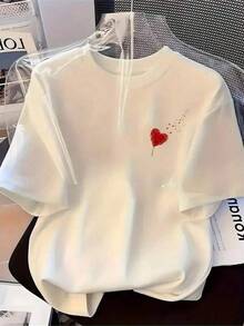 1 Camiseta informal de cuello redondo de algodón para mujer Camiseta deportiva para mujer Camiseta para hombre Camiseta para parejas Regalo de San Valentín Regalo de cumpleaños Regalo de Navidad Camiseta unisex Transpirable, suave, para deportes al aire libre, manga corta, apta para todas las estaciones, 100 % algodón puro. - Blanco - Ver 1